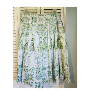 NWT Nolita Floral Skirt Peasant size XL Green White Eyelet